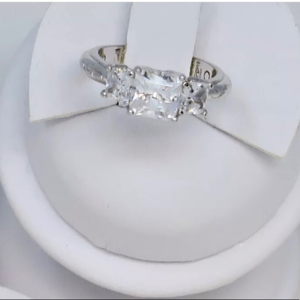 Tacori Epiphany Diamonique Princess Cut 3 Stone Ring